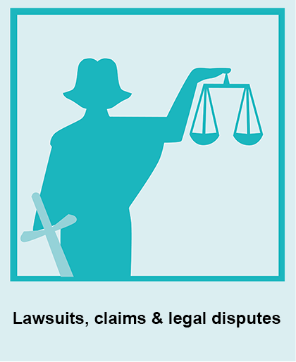 Lawsuits, claims & legal disputes